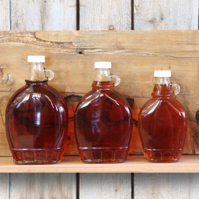 Glass bottled organic maple syrup