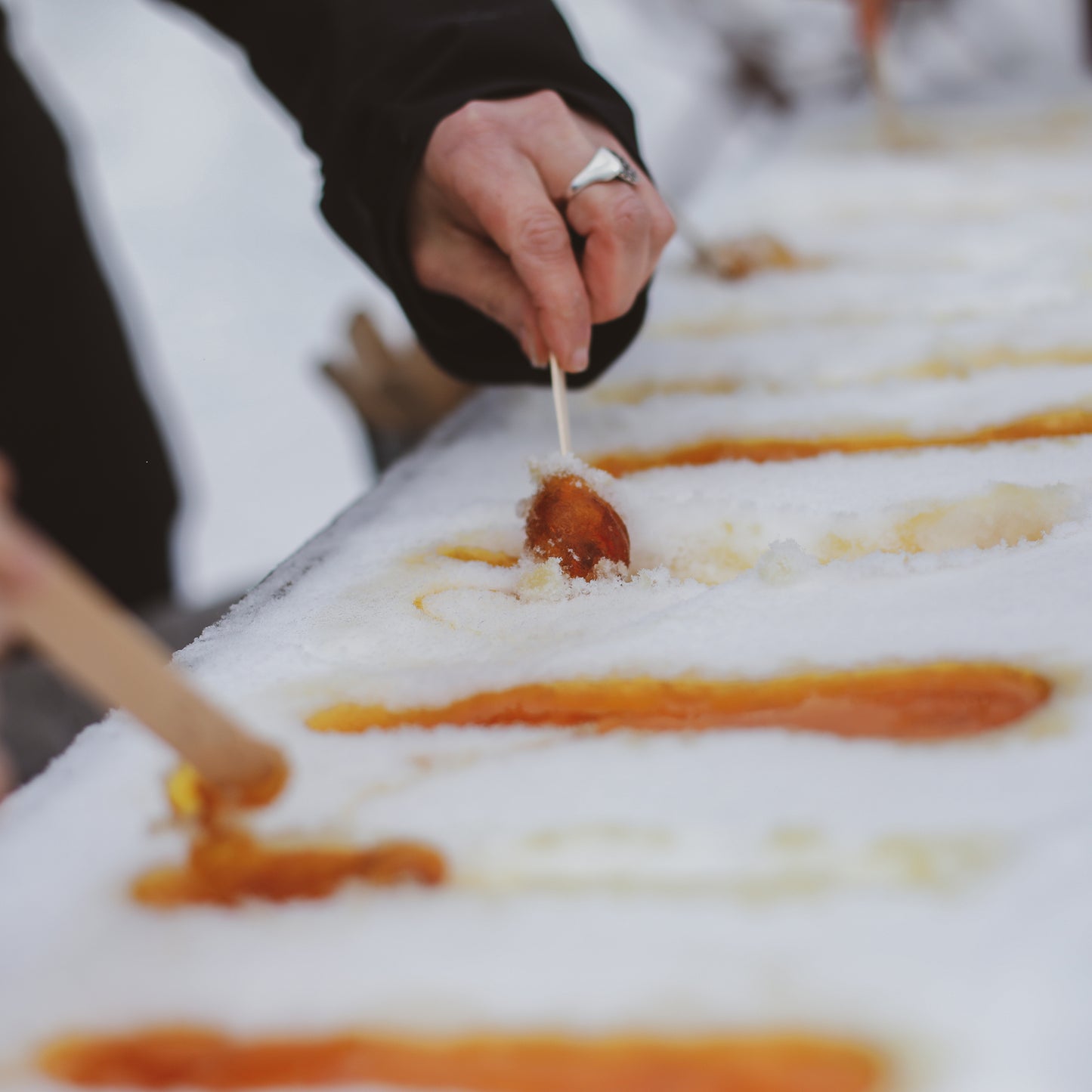 Maple Taffy on Snow